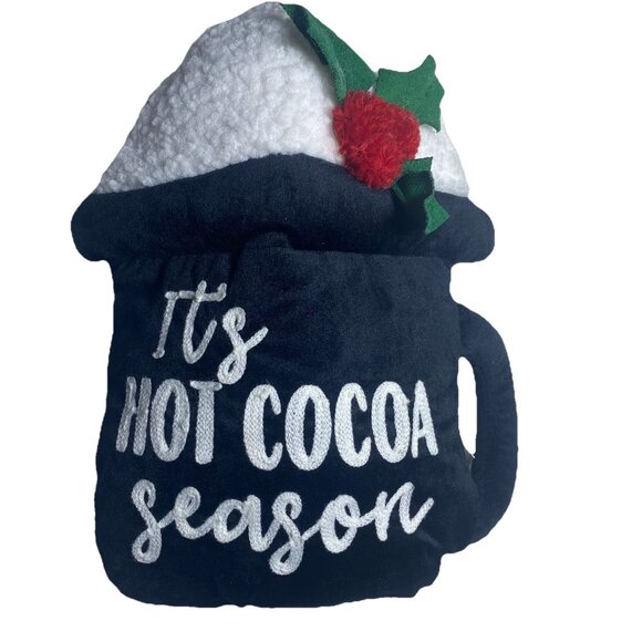 Winter Hot Cocoa Mug Plush Throw Pillow Seasonal Accent Pillow 9.75”x12” - Picture 7 of 8